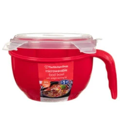 B&M Microwavable Food Bowl With Handle -Home Decor Store 304743 Microwavable Food Bowl with Handle red1