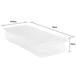 B&M Underbed Storage Box With Lid 55L - Clear -Home Decor Store 307321 55l under bed storage box with lid 3