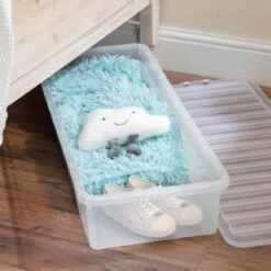 B&M Underbed Storage Box With Lid 55L - Clear -Home Decor Store 307321 55l under bed storage box with lid 4