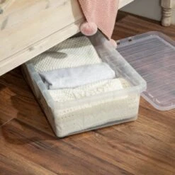 B&M Underbed Clear Storage Box With Lid 32L - Clear -Home Decor Store 314173 32l underbed storage box with lid clear 5