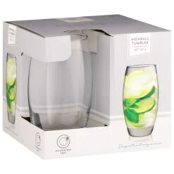 B&M Curved Hiball Glasses 4pk -Home Decor Store 338803 set of 4 highball tumblers