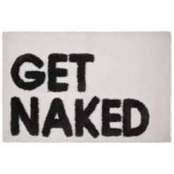 Get Naked Tufted Bath Mat - White -Home Decor Store 351414 urban tropics slogan tufted bathmat get naked