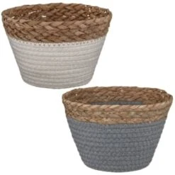 B&M Mini Cotton Wicker Basket - Cream 5 B&M Mini Cotton Wicker Basket - Cream -Home Decor Store 355715 374370 mini straw and cotton rope string basket group