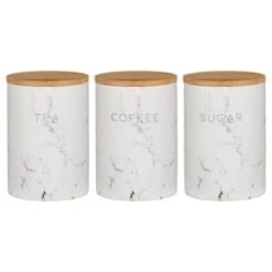 B&M Marble Effect Kitchen Canisters 3pc -Home Decor Store 356820 storage canisters marble effect tea coffee sugar