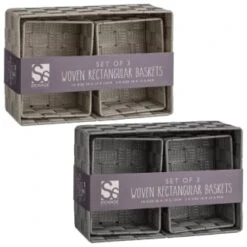 B&M Woven Storage Baskets 3pk - Silver -Home Decor Store 365979 365978 3pk woven baskets group