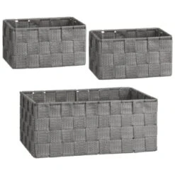 B&M Woven Storage Baskets 3pk - Silver -Home Decor Store 365979 3pk woven baskets silver group