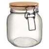 B&M Large Bamboo Clip Lock Glass Jar -Home Decor Store 369504 large glass clip lock jar with bamboo lid 2