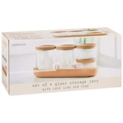 B&M Storage Jars 5pk -Home Decor Store 373970 set of 4 glass storage jars with cork lids and tray 2