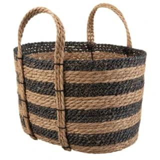 B&M Striped Wicker Basket - Black & Natural 3 B&M Striped Wicker Basket - Black & Natural