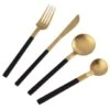 B&M Homestead Matte Black & Gold Cutlery Set 16pc -Home Decor Store 375296 homestead 16 piece black and gold cutlery 2
