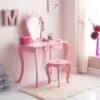B&M Amelia Vanity Set With Stool & Mirror -Home Decor Store 375844 amelia vanity set pink