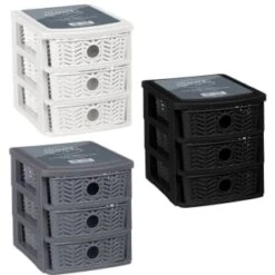 B&M 3 Tier Chevron Storage Organiser - Black 7 B&M 3 Tier Chevron Storage Organiser - Black -Home Decor Store 377462 3 drawer chevron organiser main