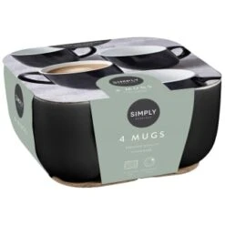 Simply Everyday Gloss Mugs 4pk - Black -Home Decor Store 380121 4pk simply everyday mugs black 2