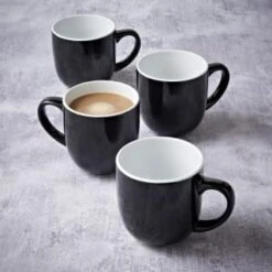 Simply Everyday Gloss Mugs 4pk - Black -Home Decor Store 380121 4pk simply everyday mugs black