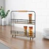 B&M Two Tier Spice Rack With Wooden Handle -Home Decor Store 380166 two tier spice rack with wooden handle