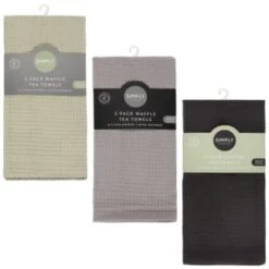 Simply Everyday Waffle Tea Towels 3pk - Grey -Home Decor Store 380223 380224 380225 3pk simply everyday waffle teal towels main