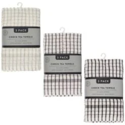 B&M Check Tea Towels - Sage 3pk -Home Decor Store 380305 380307 380309 3pk check tea towels main 1