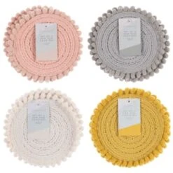 B&M Pom Pom Coasters - Grey 4pk -Home Decor Store 380383 380384 380492 380495 4pk harmony pom pom coasters