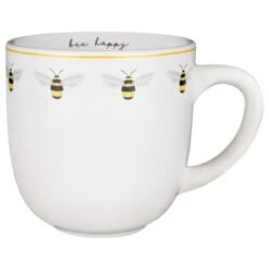 B&M Bee Happy Printed Mugs - 4pk -Home Decor Store 380506 4pk printed mugs bee happy white