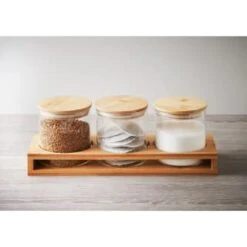B&M Natural Home Glass Jars In Bamboo Stand 3pk 13 B&M Natural Home Glass Jars In Bamboo Stand 3pk -Home Decor Store 380530 3pk natural home glass jars in bamboo stand