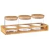B&M Natural Home Glass Jars In Bamboo Stand 3pk -Home Decor Store 380530 3pk natural home glass jars in bamboo stand 6