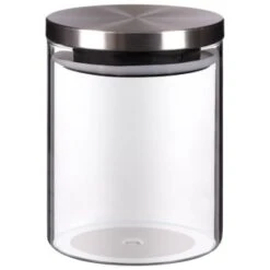B&M Small Glass Cannister With Stainless Steel Lid