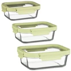 B&M Green Glass Food Container - Large -Home Decor Store 380662 380663 380664 glass food container green medium
