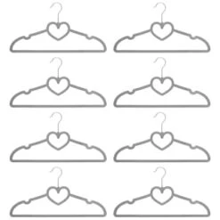 B&M Velvet Heart Shaped Hangers 8pk - Grey -Home Decor Store 383671 8pk velvet shaped hangers hearts grey