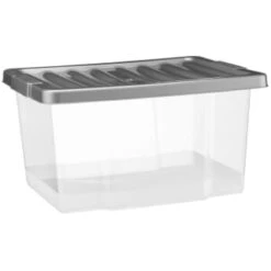 B&M Clear Storage Boxes With Lids 3pk 20L -Home Decor Store 384092 20l lidded box 3pk
