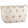 Diamond Embossed Cream Storage Basket - Large -Home Decor Store 384959 diamond embossed storage basket cream large