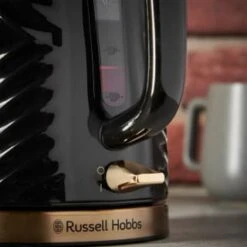 Russell Hobbs Groove Kettle 1.7L - Black & Gold -Home Decor Store 386647 russell hobbs groove black and gold kettle 3