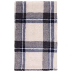 Simply Everyday Check Sherpa Throw - Navy -Home Decor Store 388694 navy check sherpa throw 2