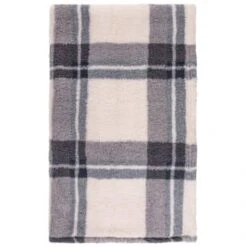 Simply Everyday Check Sherpa Throw - Grey -Home Decor Store 388697 grey check sherpa throw 2