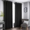 B&M Oxford Black Black Out Curtains With Eyelets 90 X 90" -Home Decor Store 388922 388923 388924 388925 388927 oxford black black out curtain with eyelets 2