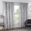B&M Versailles Silver Crushed Velvet Fully Lined Curtains 66 X 90"