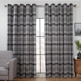 B&M Oakland Traditional Woven Grey Check Curtains 46 X 54" 3 B&M Oakland Traditional Woven Grey Check Curtains 46 X 54"