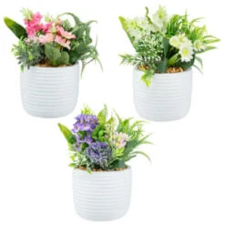 Bloom Mixed Flowers In Pot - White -Home Decor Store 392829 mixed flowers in pot group