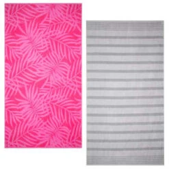 B&M Oversized Jacquard Beach Towel - Pink Tropical -Home Decor Store 393922 oversize jacquard beach towel group 2