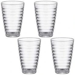 Set Of 4 Ribbed Glasses 5 Set Of 4 Ribbed Glasses -Home Decor Store 394386 set of 4 ribbed glasses 340ml group