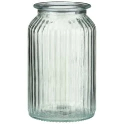 B&M Large Ribbed Glass Jar With Wooden Lid -Home Decor Store 394426 ribbed glass jar with wooden lid large 3