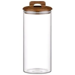B&M Large Glass Jar With Acacia Wood Lid