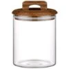 B&M Small Glass Jar With Acacia Wood Lid -Home Decor Store 394439 small glass canister with acacia wood 2