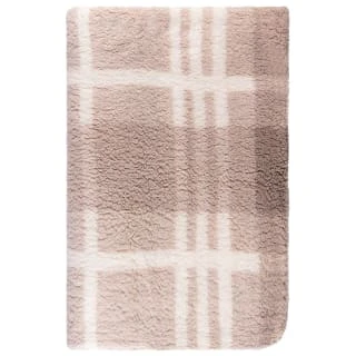B&M Check Sherpa Throw - Natural 3 B&M Check Sherpa Throw - Natural - Image 2