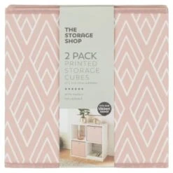 Lokken Printed Storage Cubes 2pk - Pink Diamond -Home Decor Store 395838 2pk printed lokken storage cubes pink diamond 2