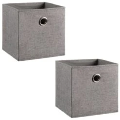 Lokken Linen Storage Cubes 2pk - Grey -Home Decor Store 395851 2pk linen lokken storage cubes grey 3