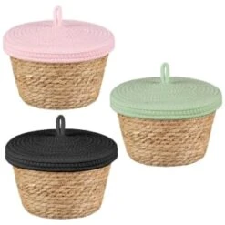 B&M Kendall Basket With Lid - Black -Home Decor Store 395974 395975 395976 kendall basket with lid group