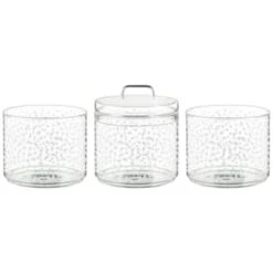 B&M Printed Glass Stackable Storage Jars 3pc - White 11 B&M Printed Glass Stackable Storage Jars 3pc - White -Home Decor Store 396484 3pk printed glass stackable storage jars white 2