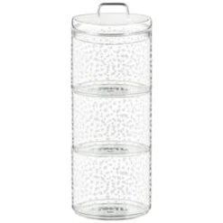 B&M Printed Glass Stackable Storage Jars 3pc - White 12 B&M Printed Glass Stackable Storage Jars 3pc - White -Home Decor Store 396484 3pk printed glass stackable storage jars white 4